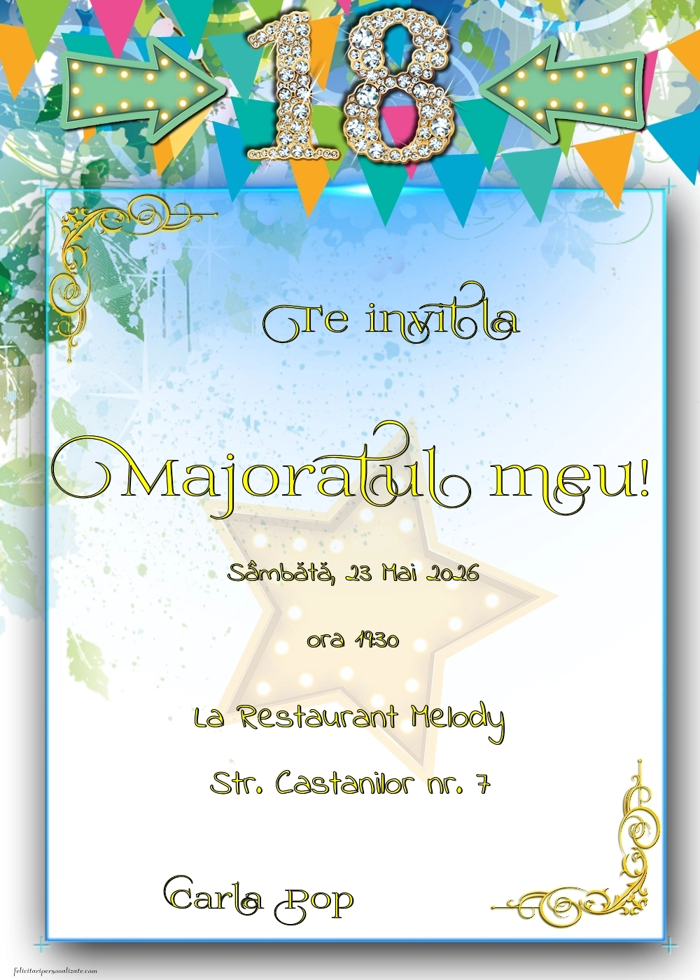 Invitație pentru 18 ani