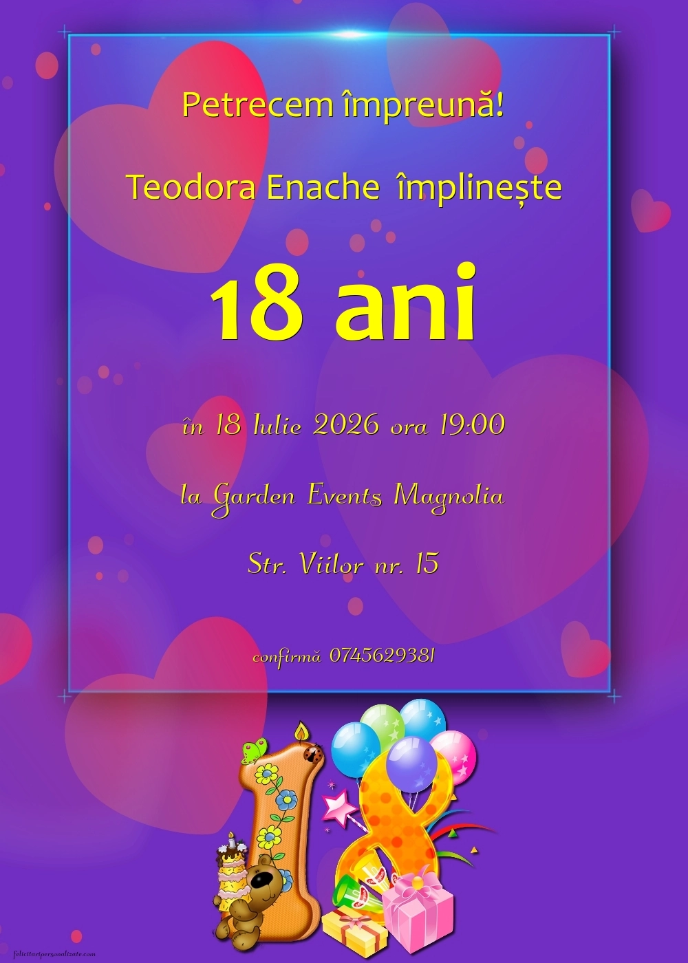 Invitație pentru 18 ani