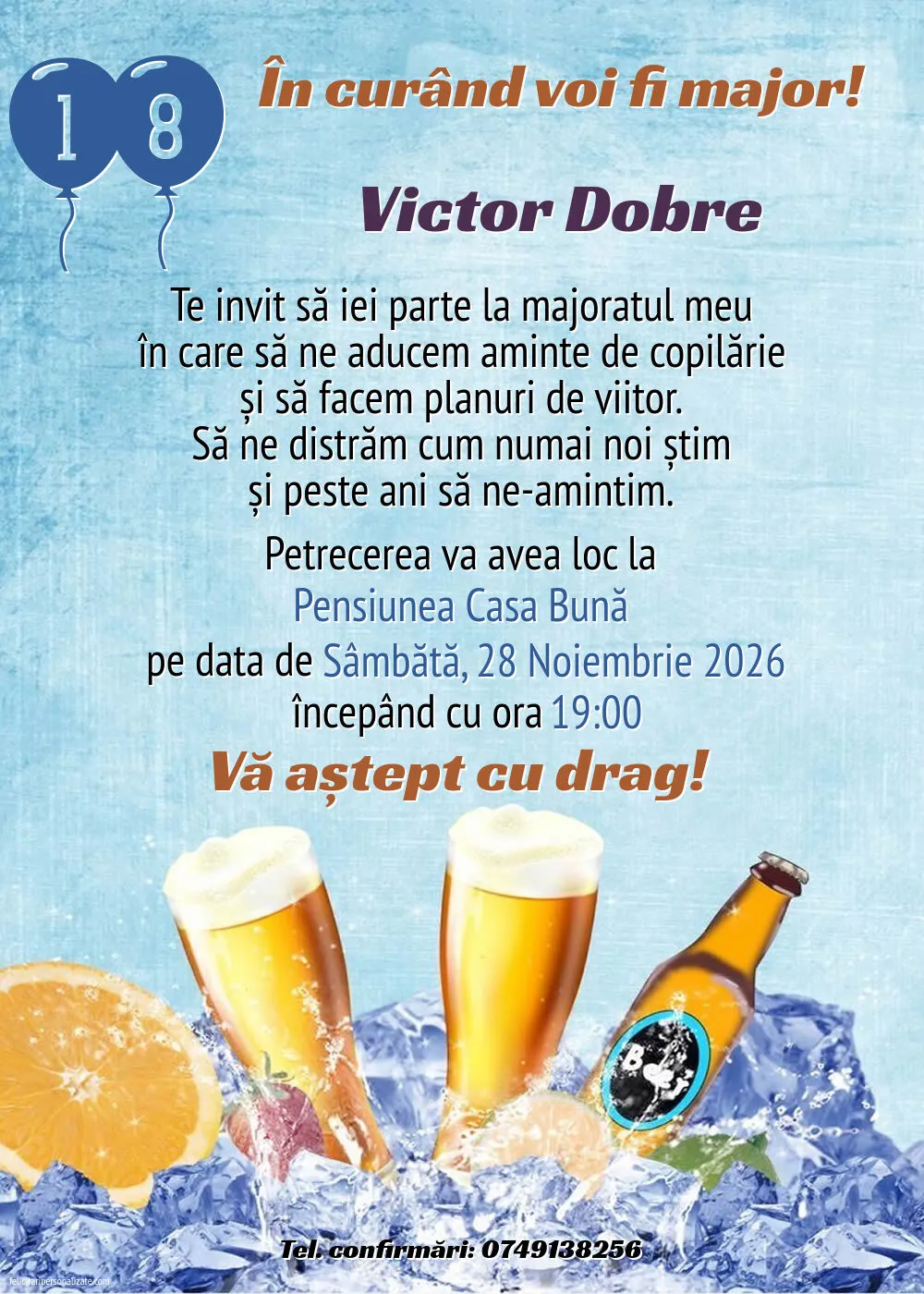 Invitație pentru 18 ani