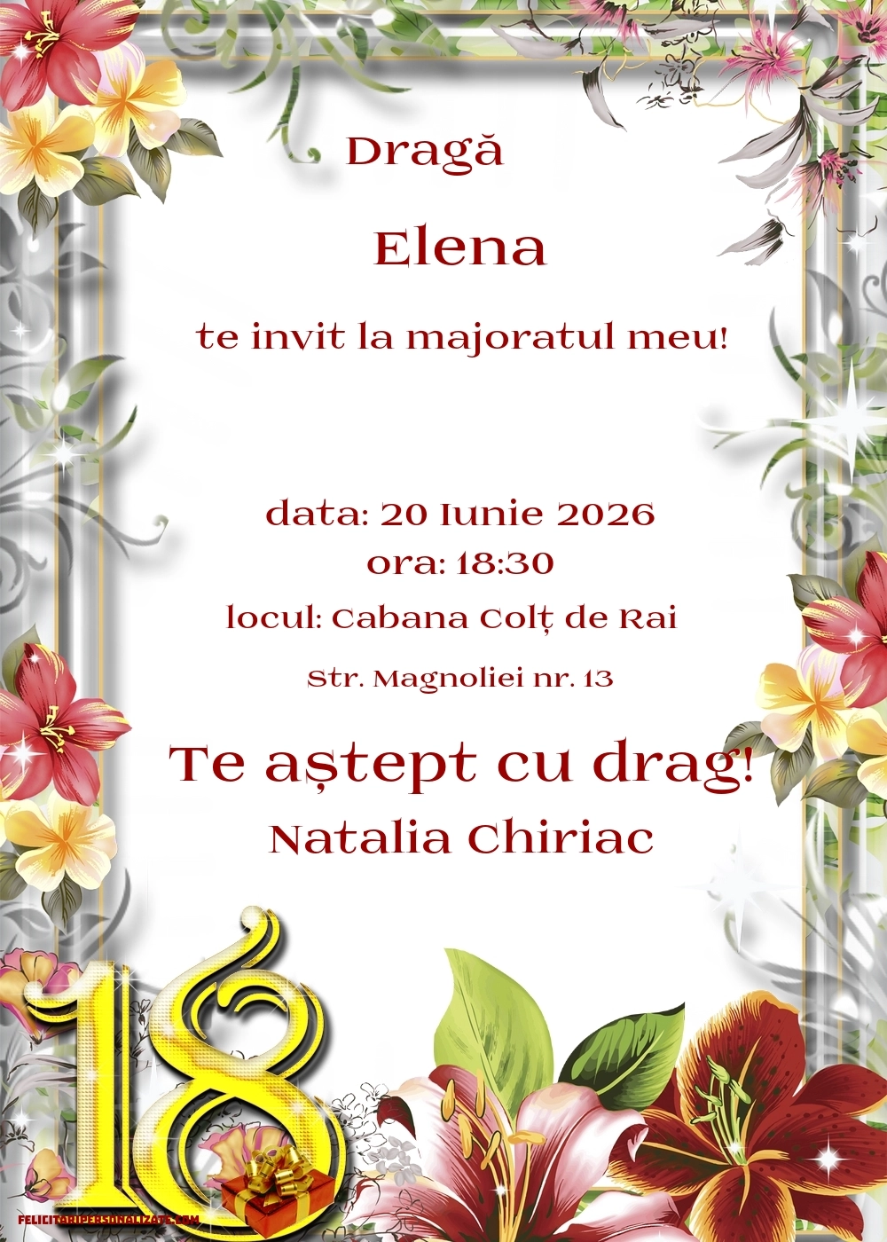 Invitație cu flori