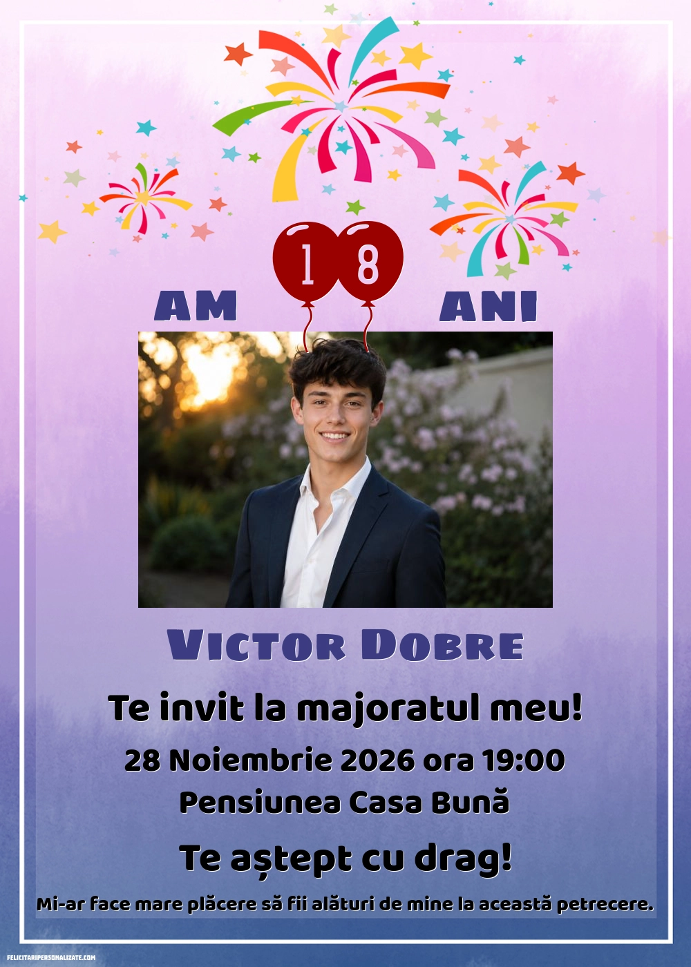 Invitație pentru 18 ani