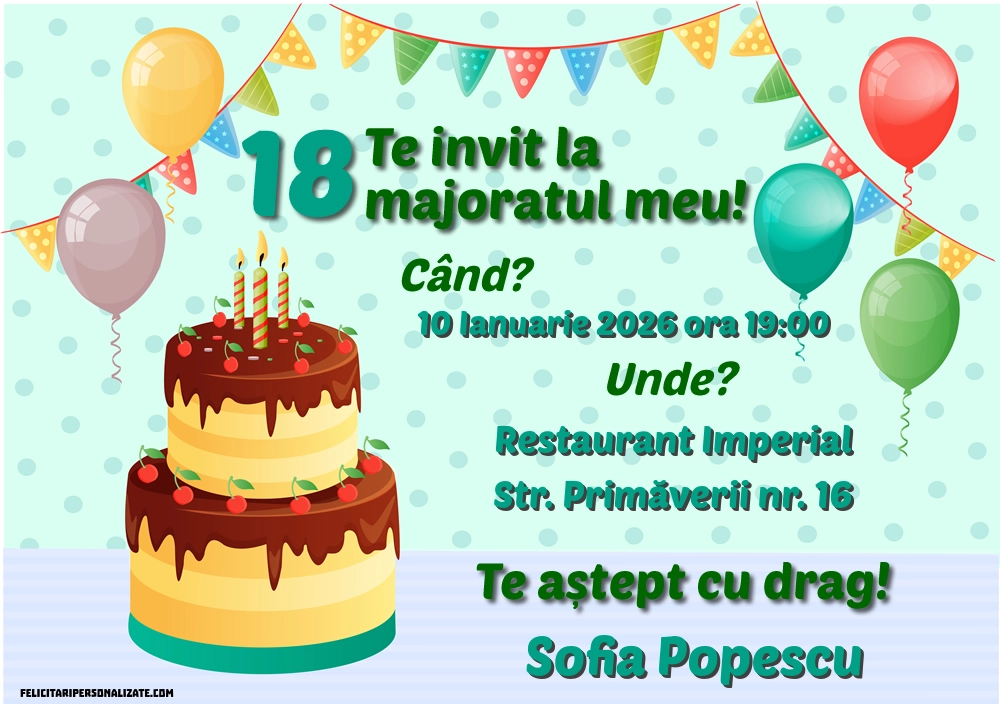 Invitație cu tort