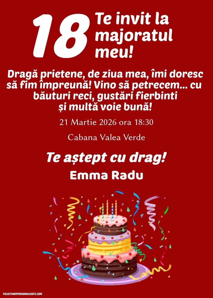 Invitație cu tort