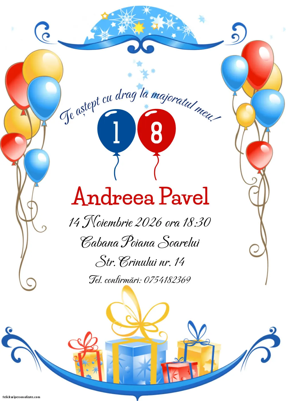 Invitație pentru 18 ani