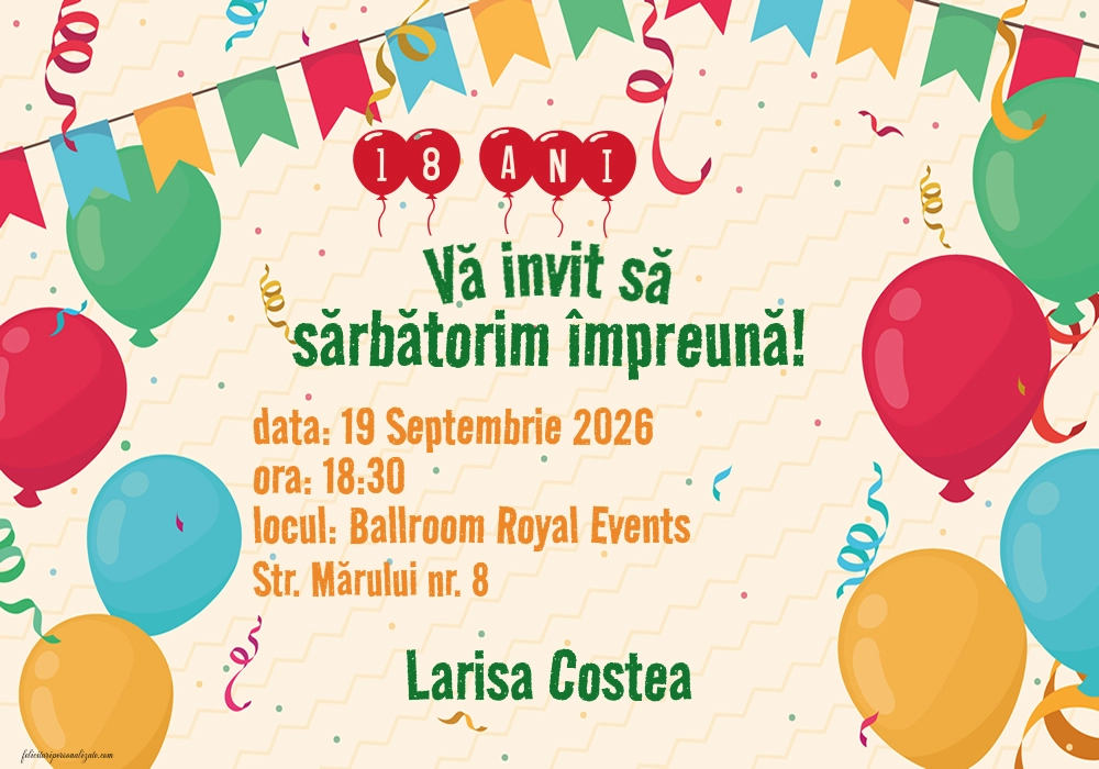 Invitație pentru 18 ani