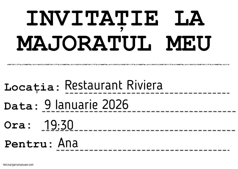 Invitație pentru băieți