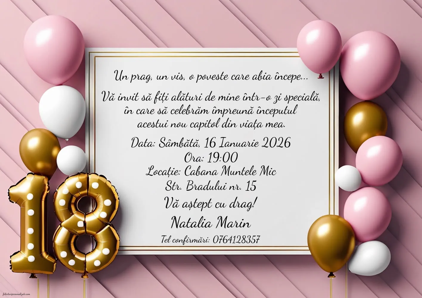 Invitație cu baloane