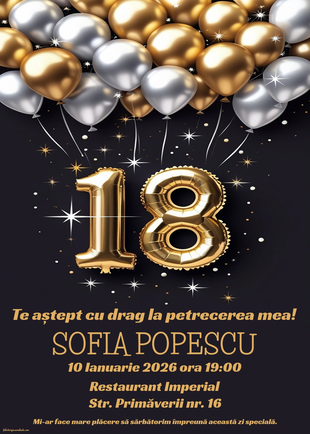 Invitație cu baloane