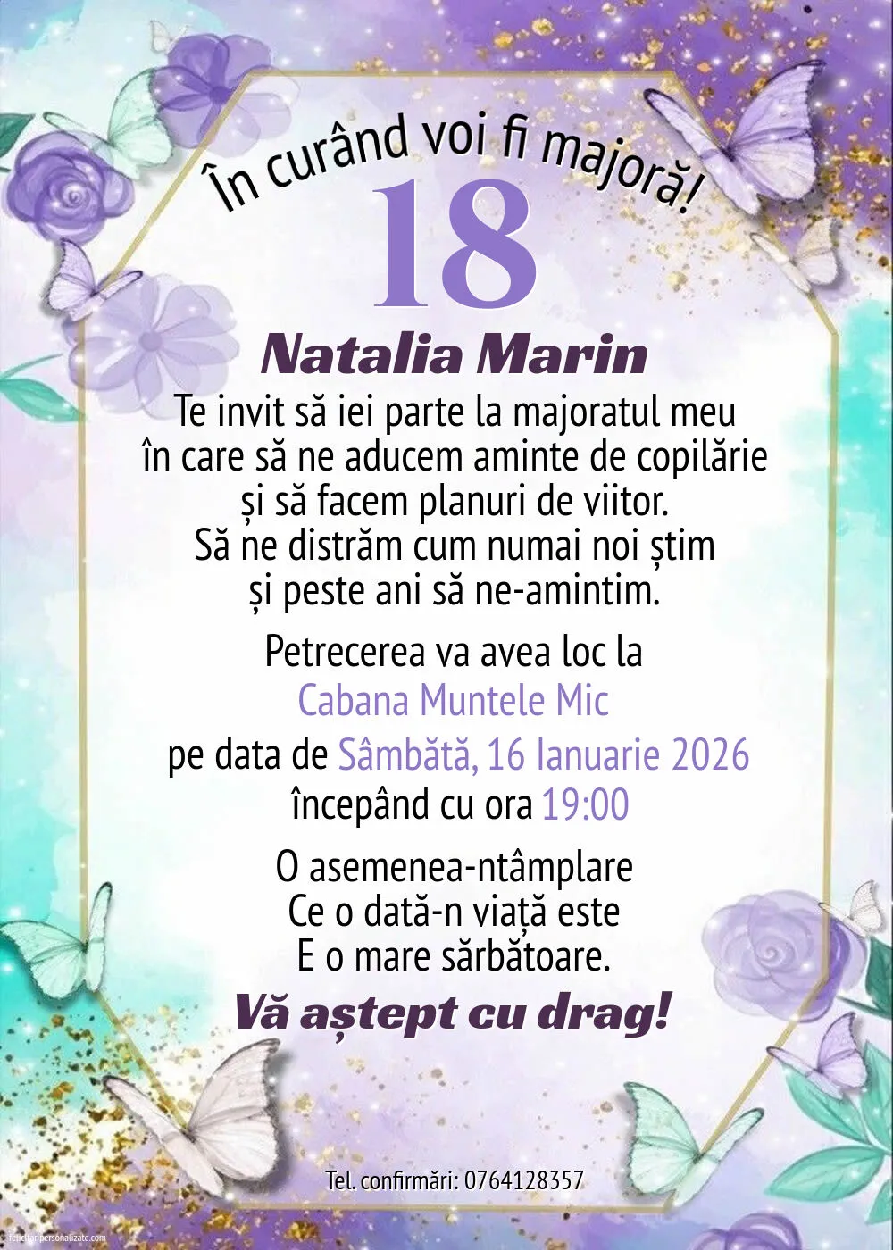Invitație pentru 18 ani