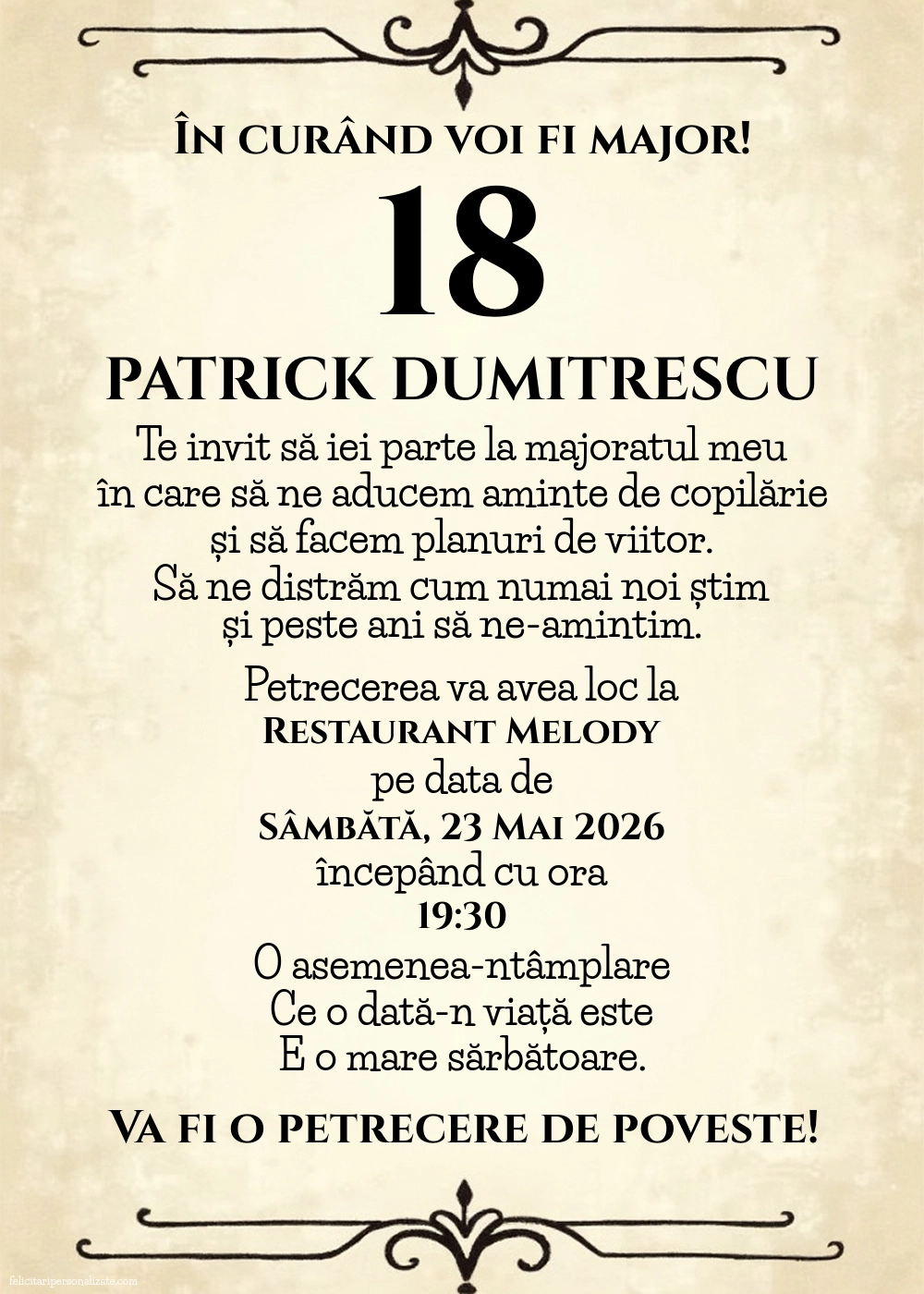 Invitație vintage
