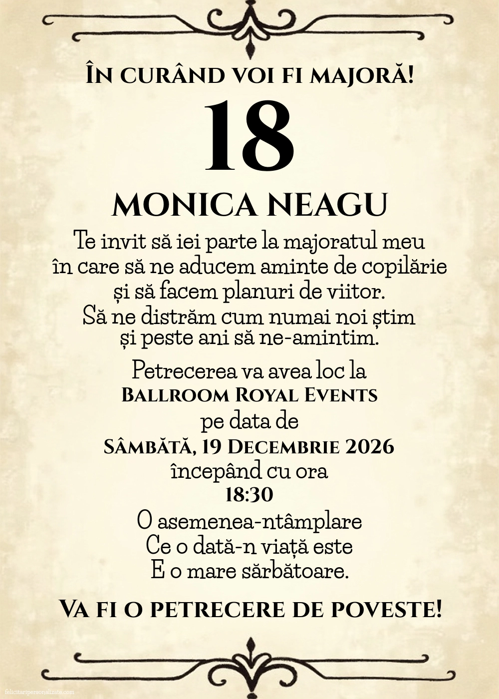 Invitație vintage