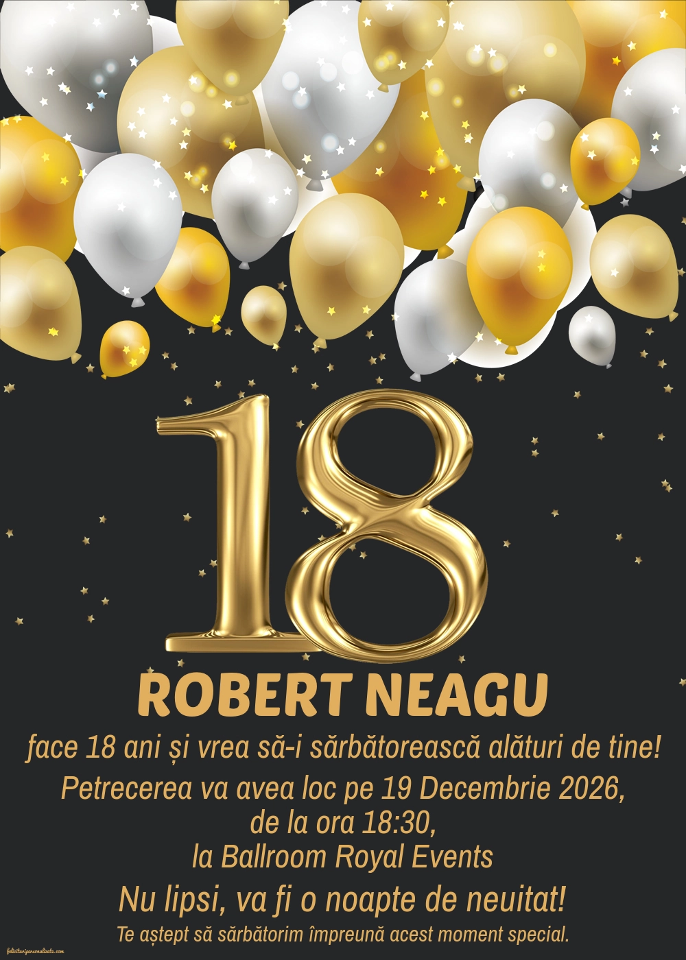 Invitație cu baloane
