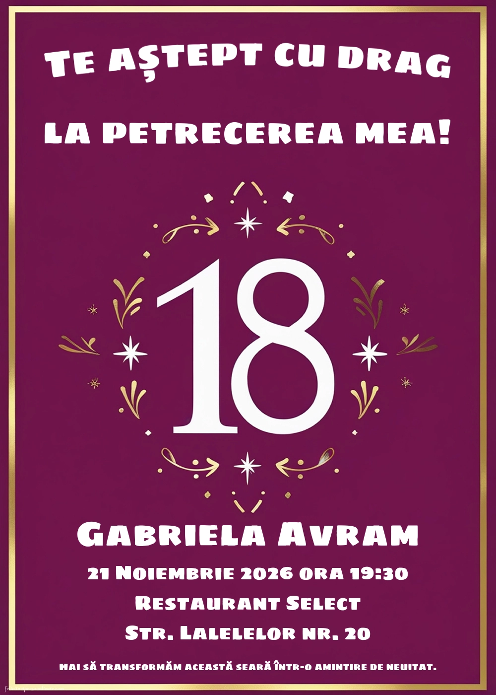 Invitație pentru 18