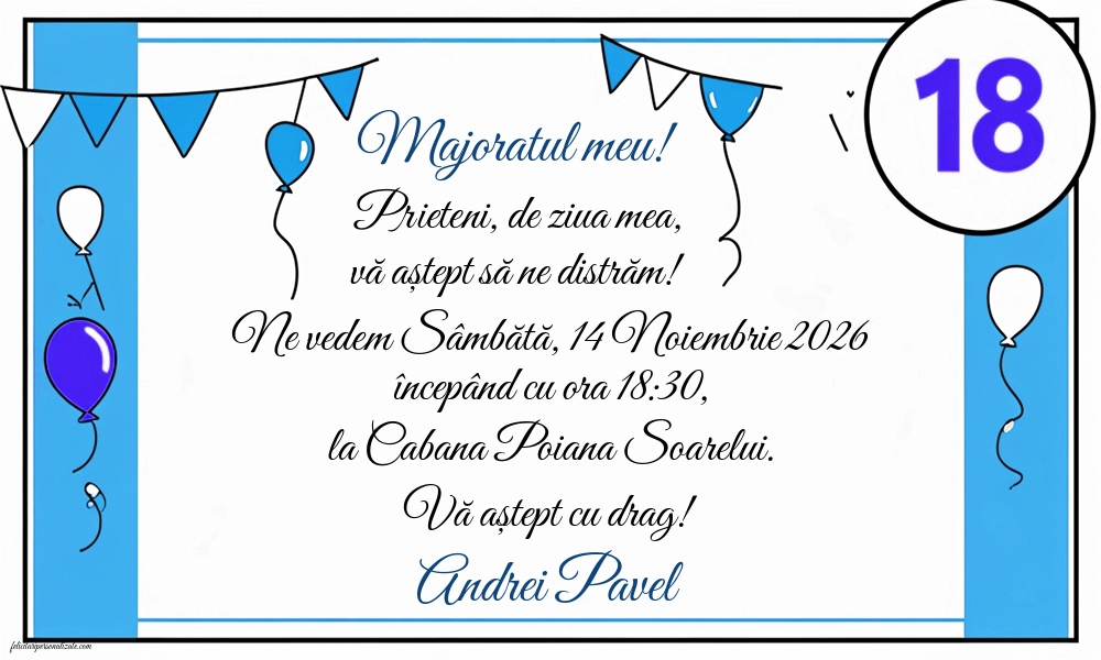 Invitație cu baloane
