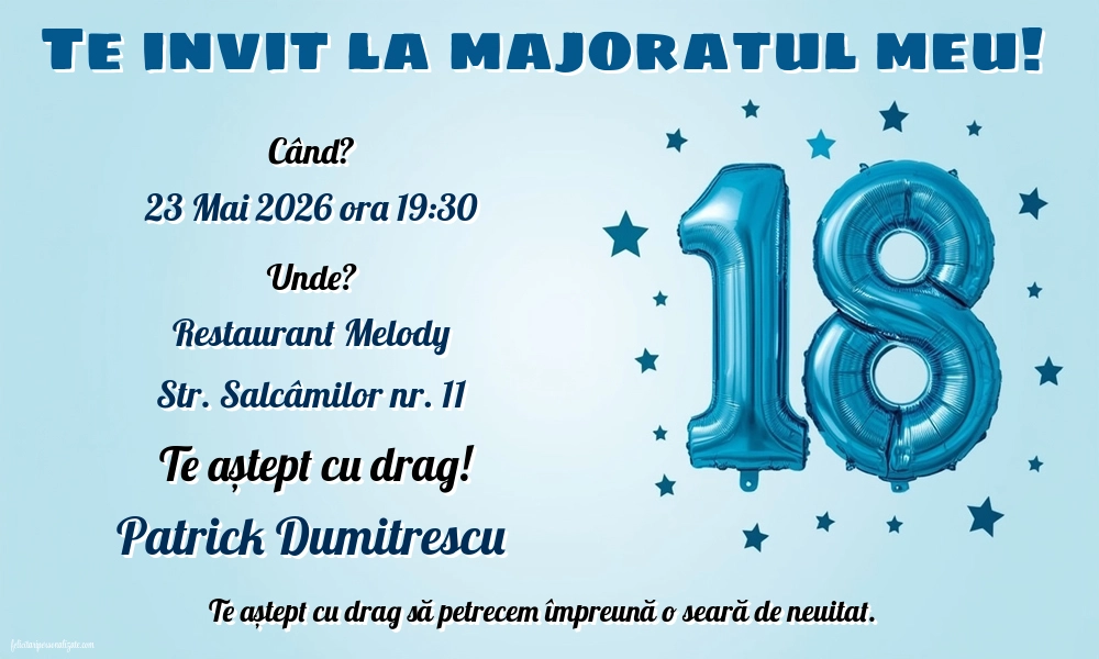 Invitație cu baloane
