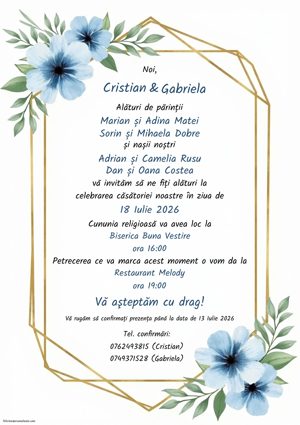 Invitație cu flori