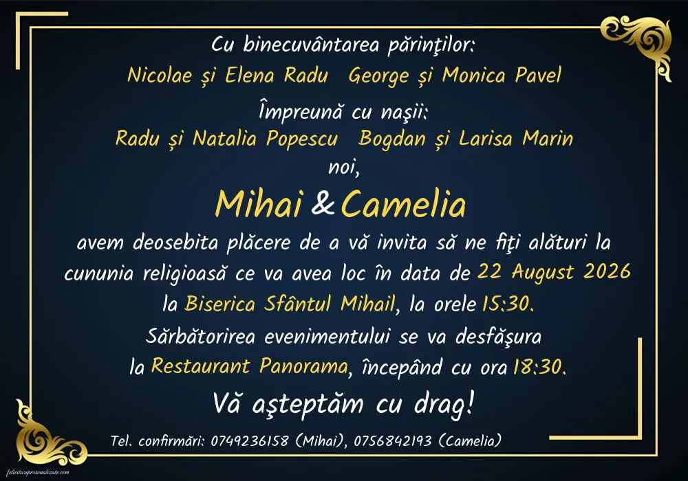 Invitație gold