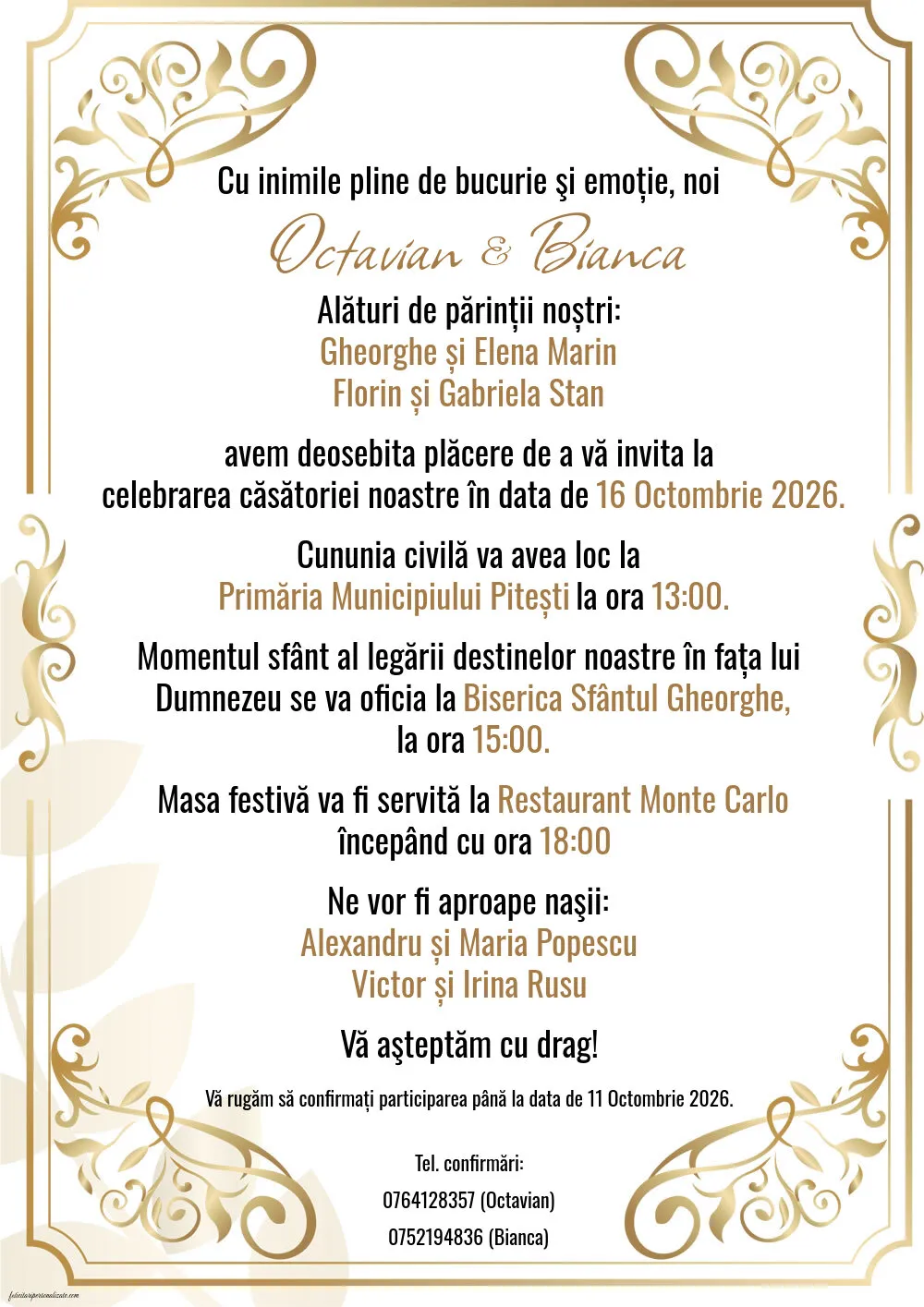 Invitație gold