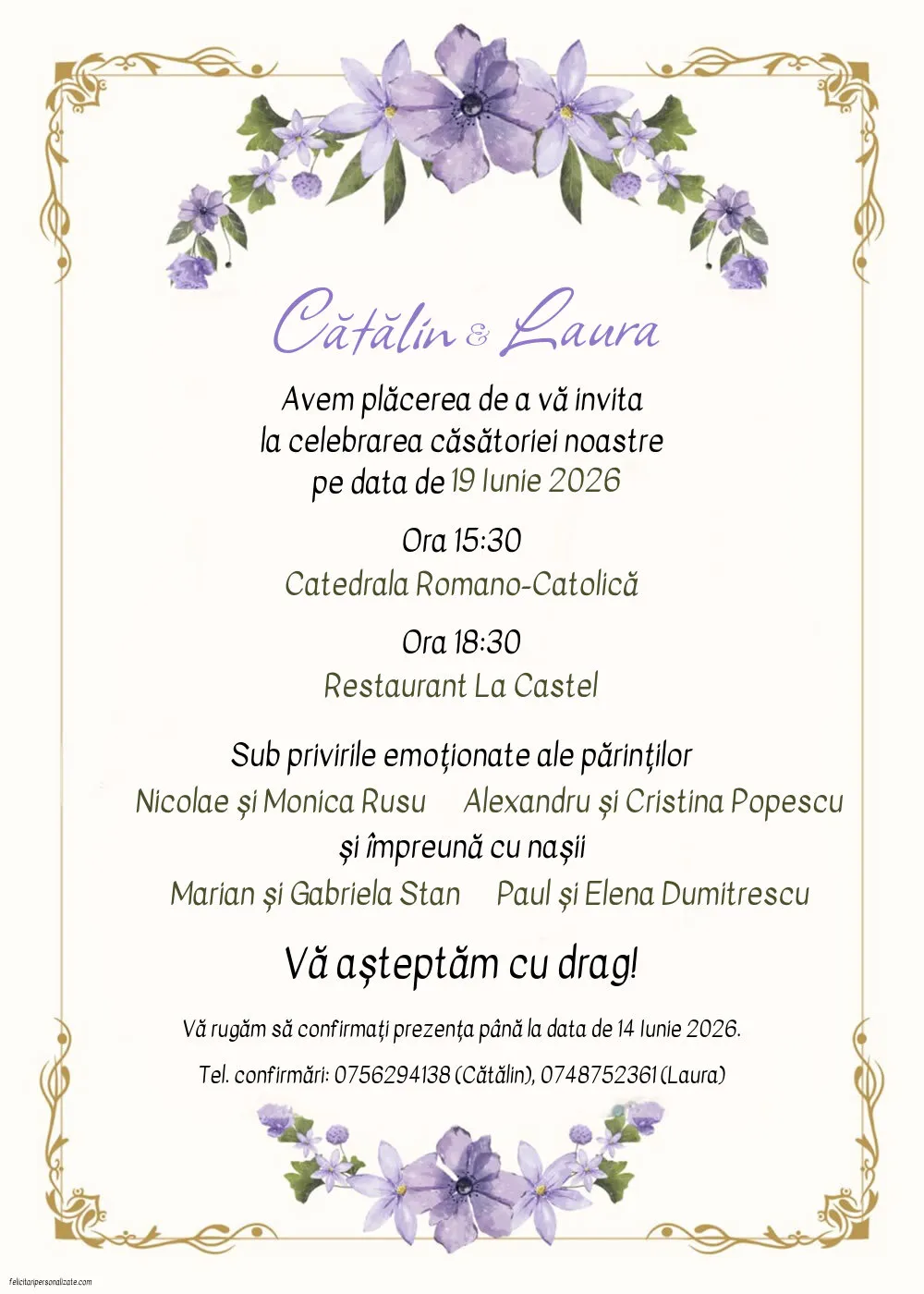 Invitație cu flori