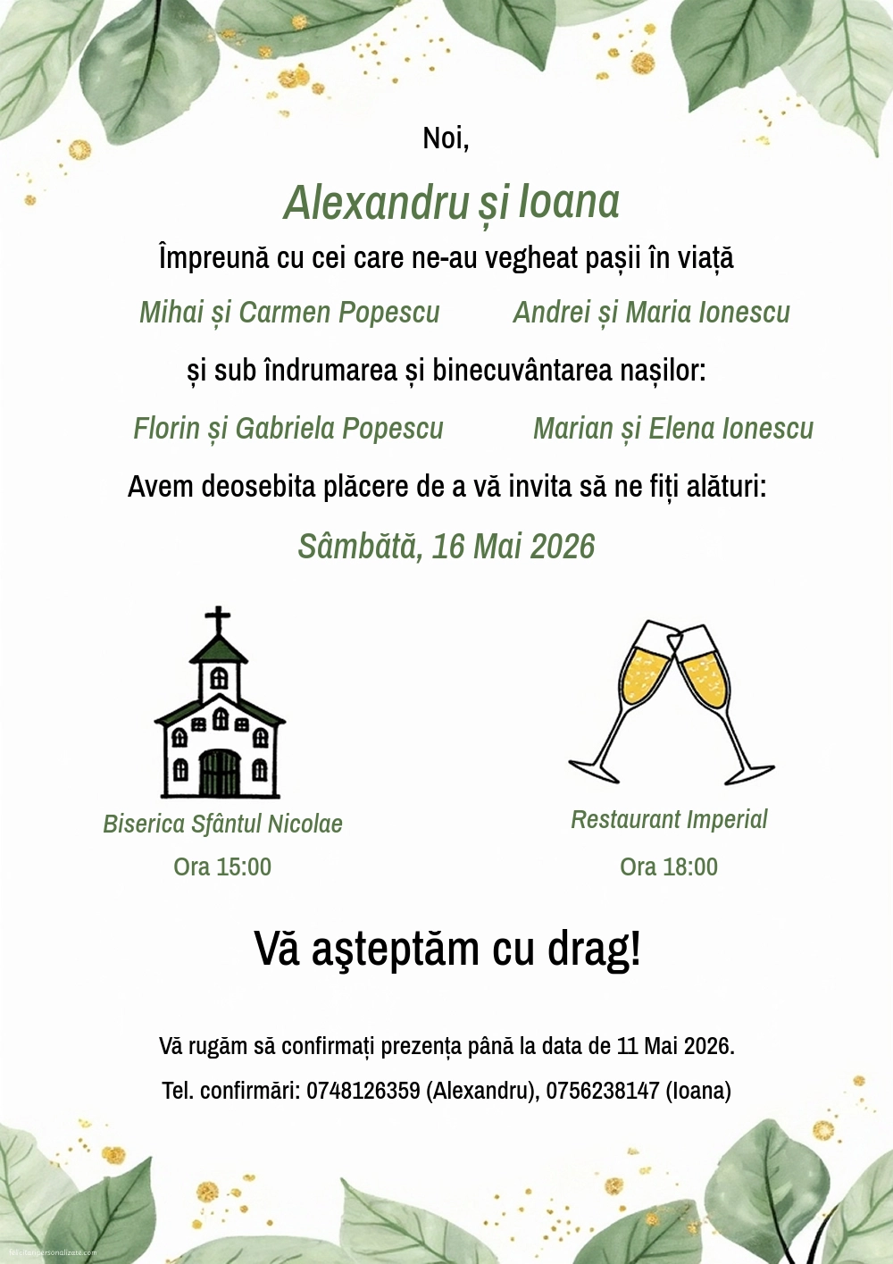 Invitație cu sampanie