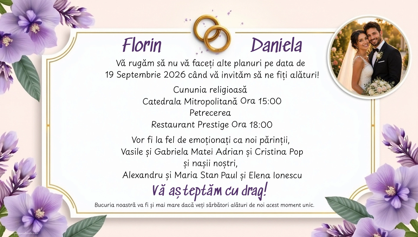 Invitație cu verighete