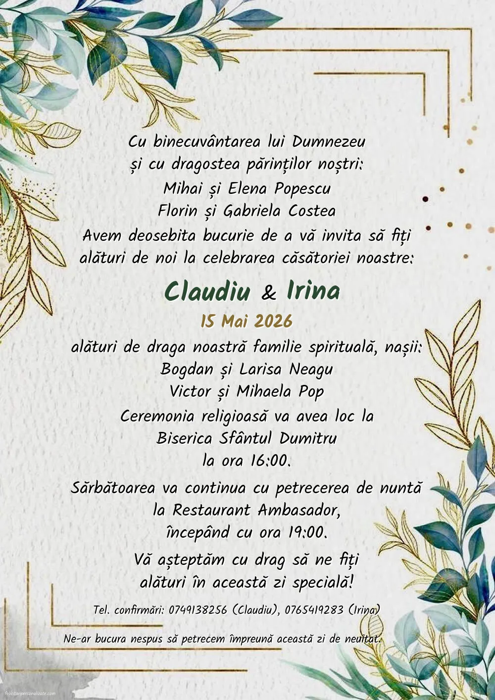 Invitație cu flori