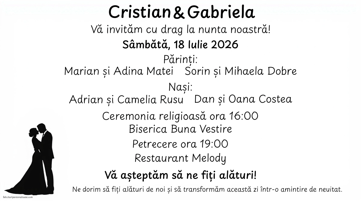 Invitație alb-negru