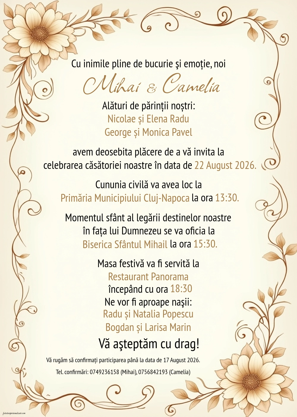 Invitație cu flori