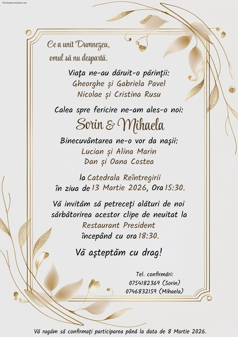 Invitație gold