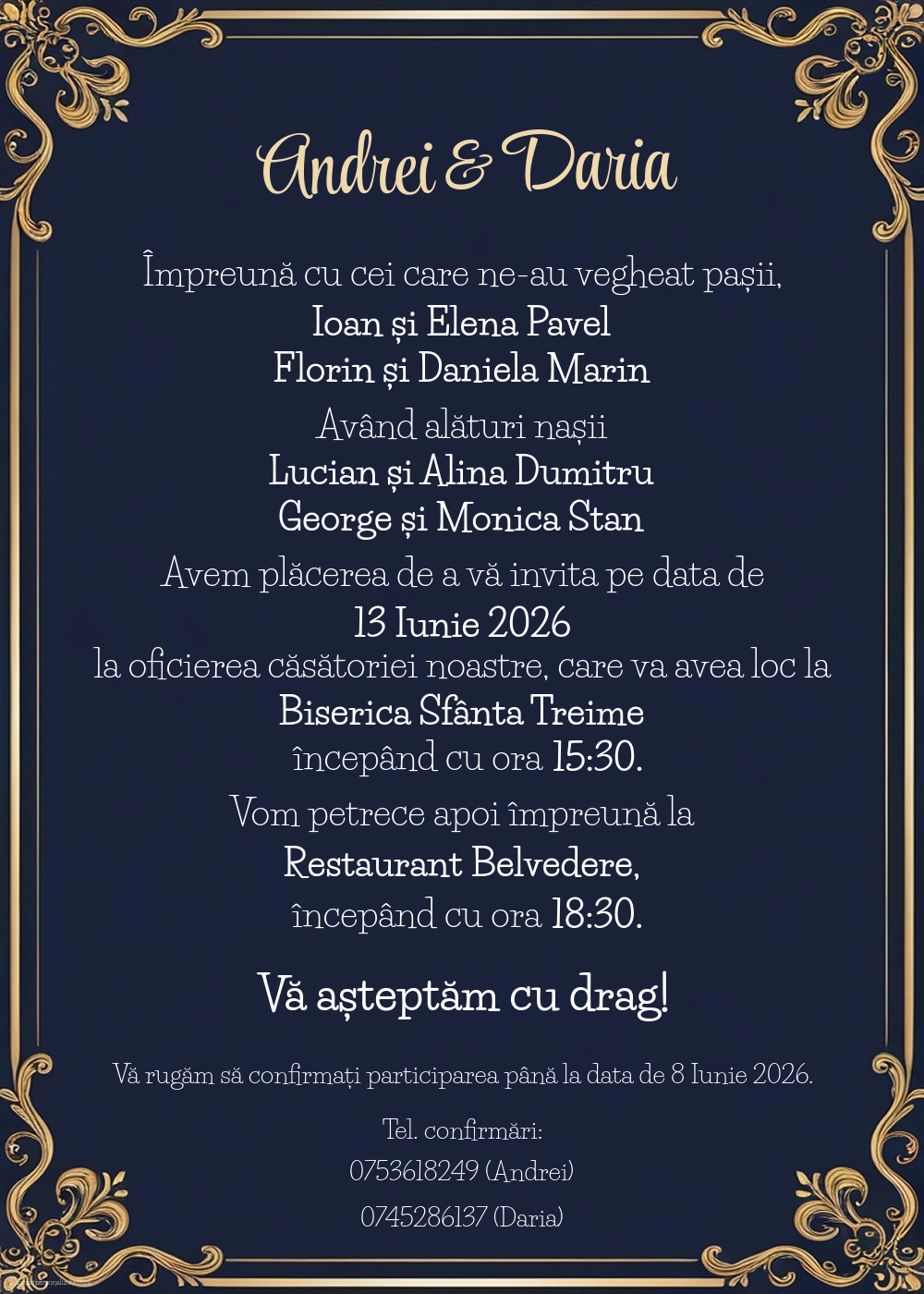 Invitație gold