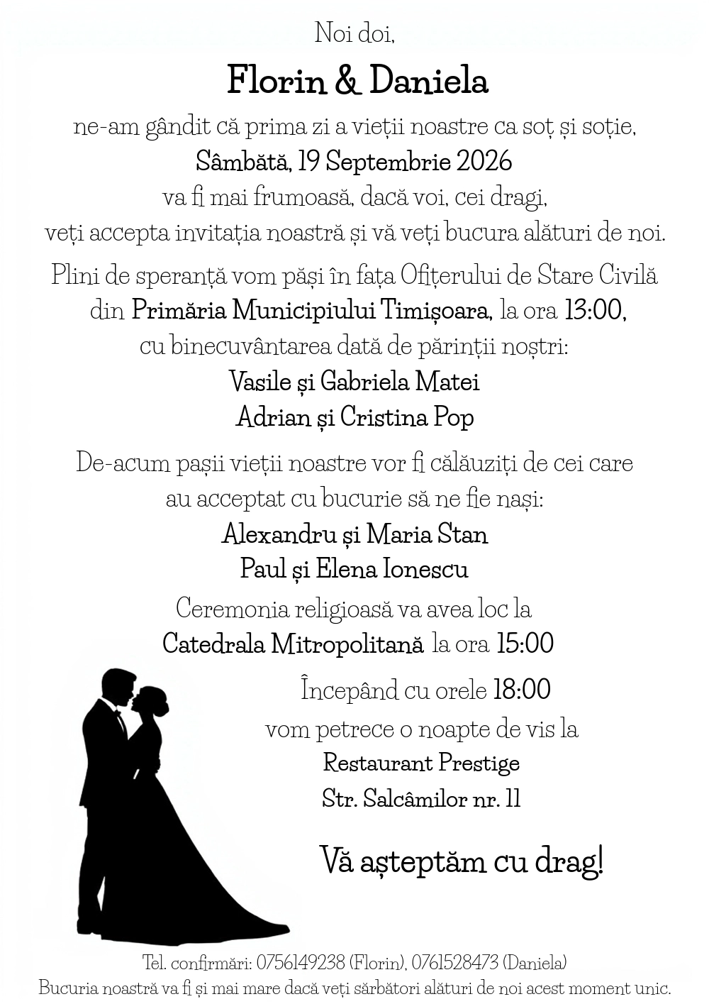 Invitație alb-negru