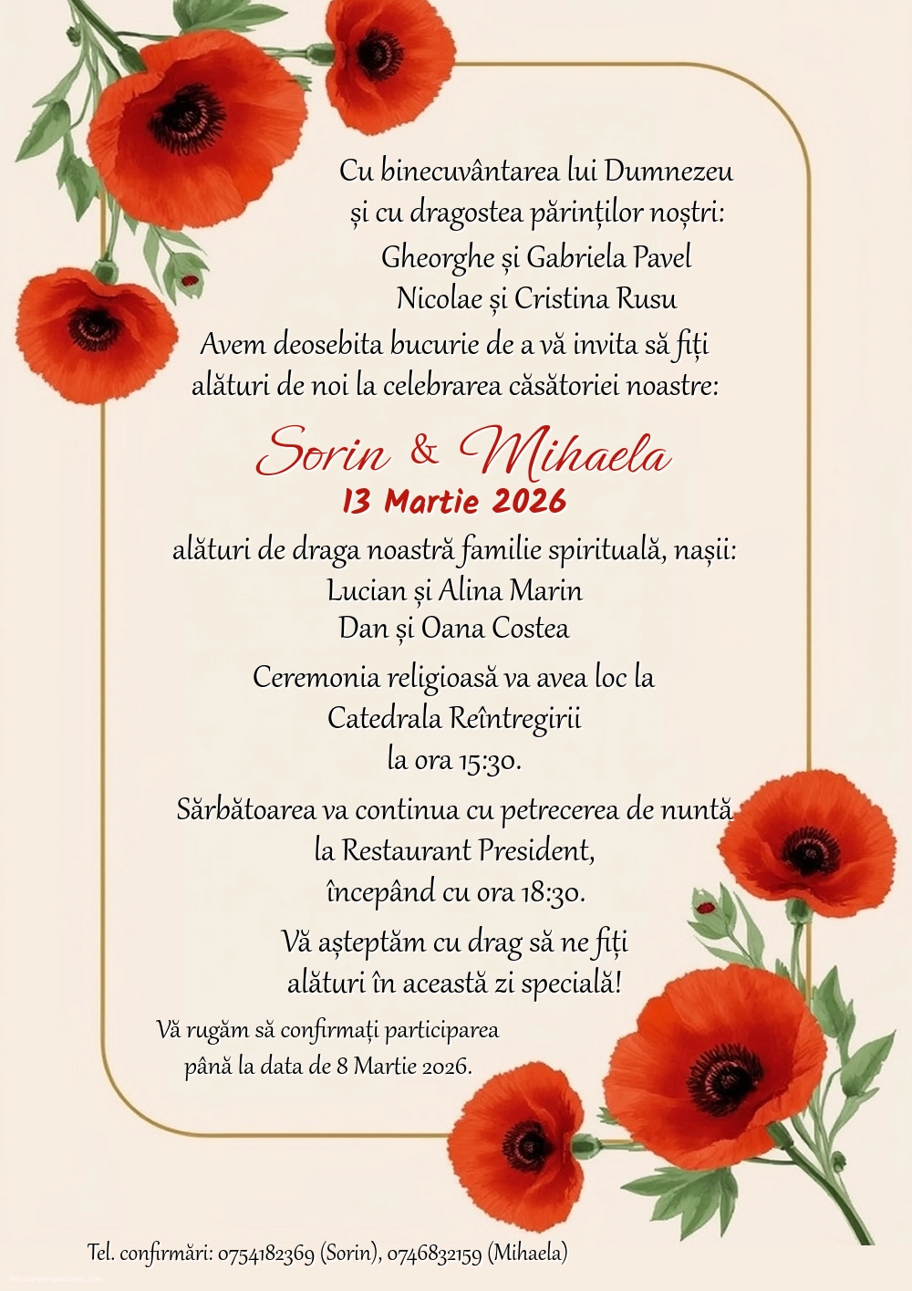 Invitație cu flori