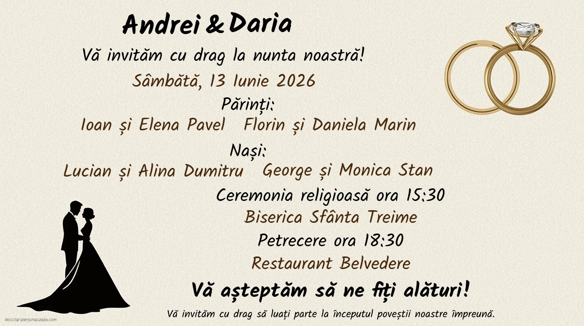 Invitație cu verighete