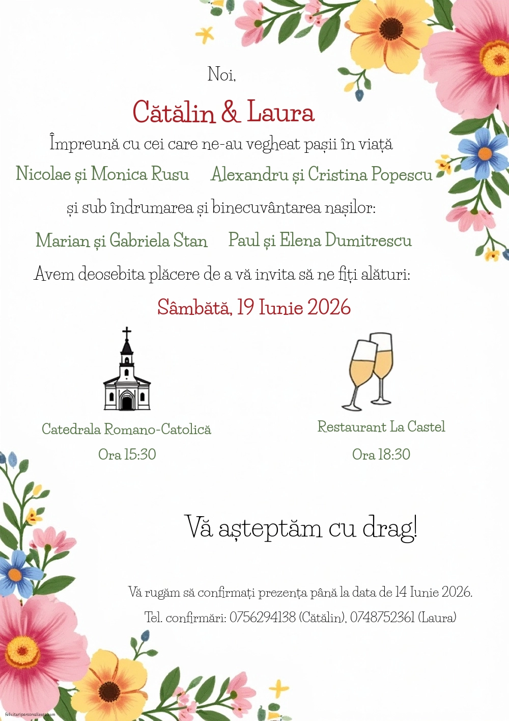 Invitație cu sampanie