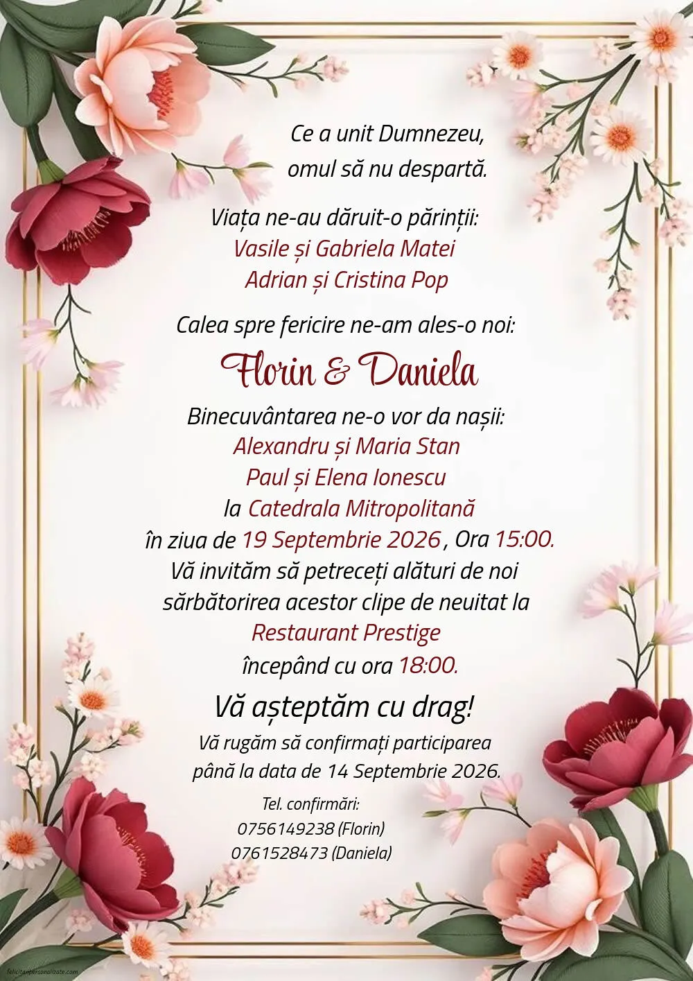 Invitație cu flori