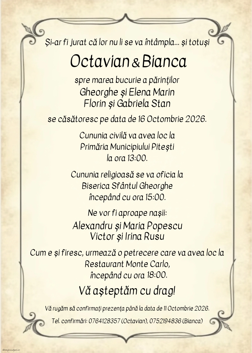 Invitație vintage