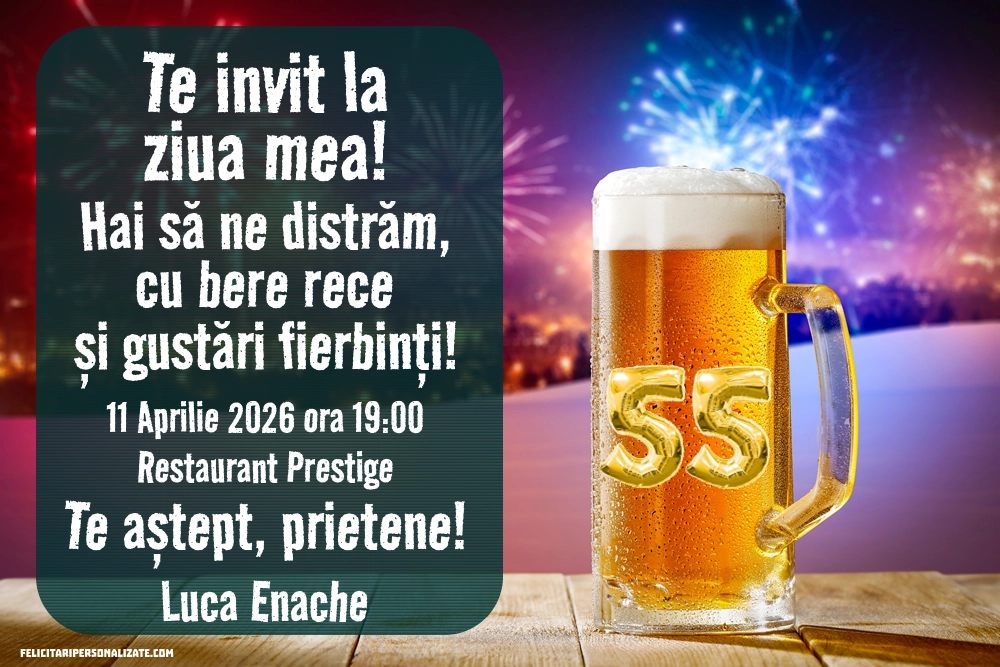 Exemplu completat: Invitație pentru 55 ani