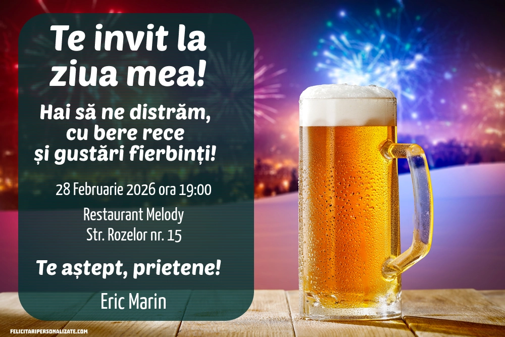 Exemplu completat: Invitație cu artificii