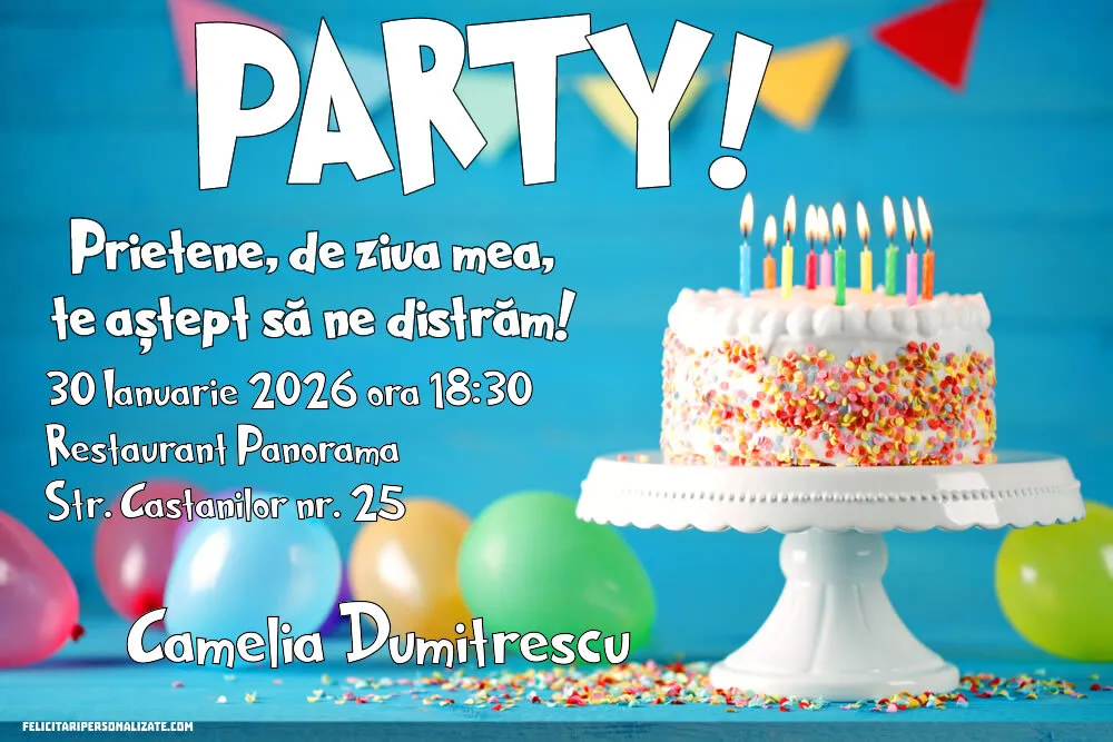 Exemplu completat: Invitație cu tort