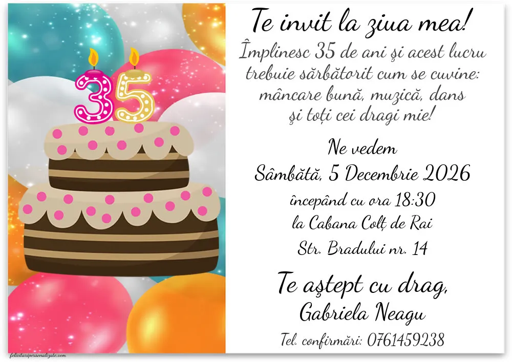 Invitație pentru 35 ani
