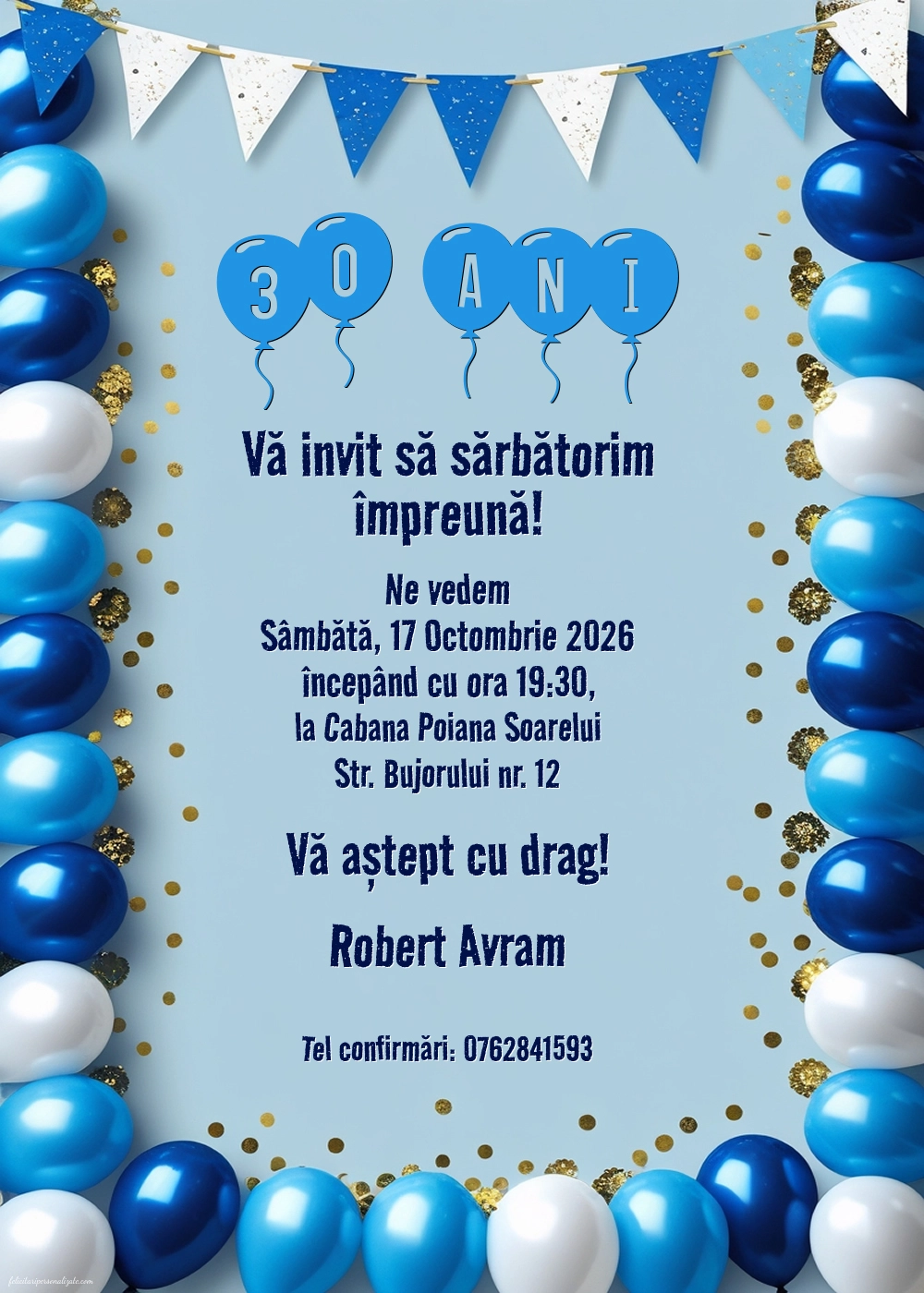 Exemplu completat: Invitație pentru petrecere