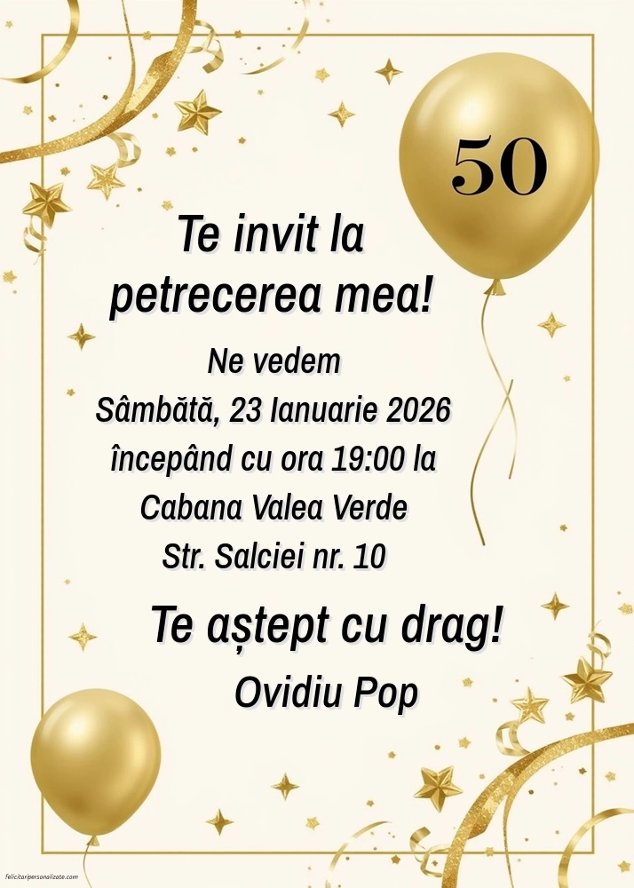 Invitație pentru 50 ani
