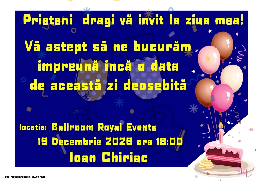 Exemplu completat: Invitație cu tort