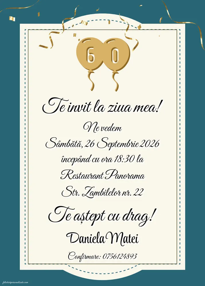 Exemplu completat: Invitație gold