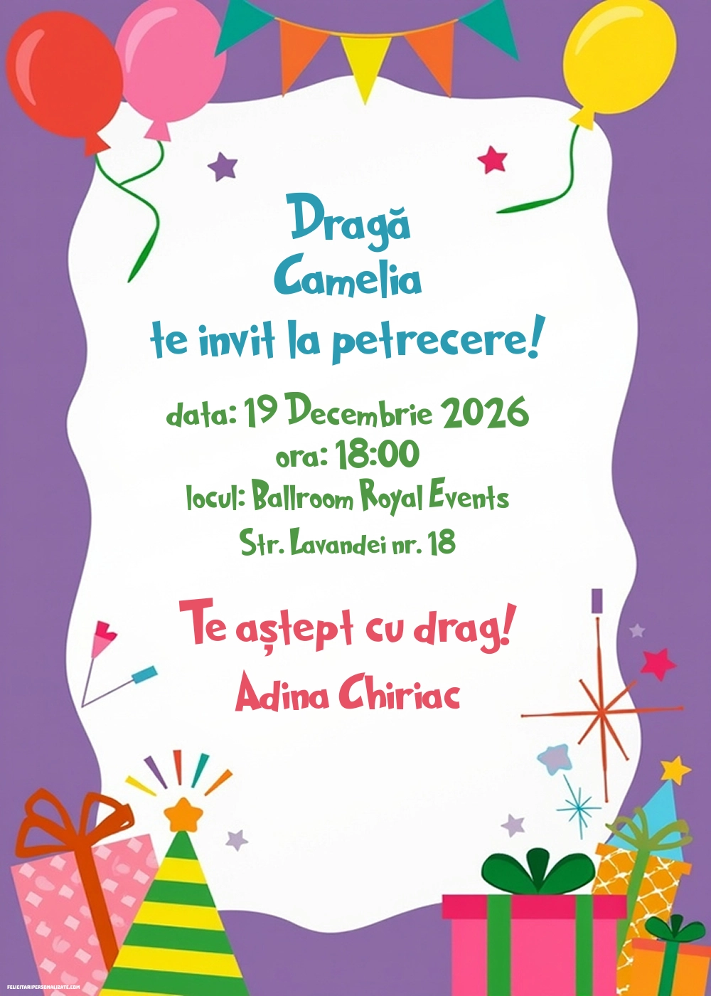 Invitație cu cadouri