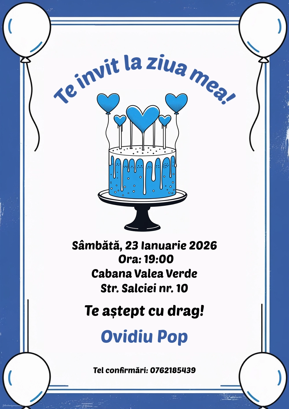 Exemplu completat: Invitație cu inimioare