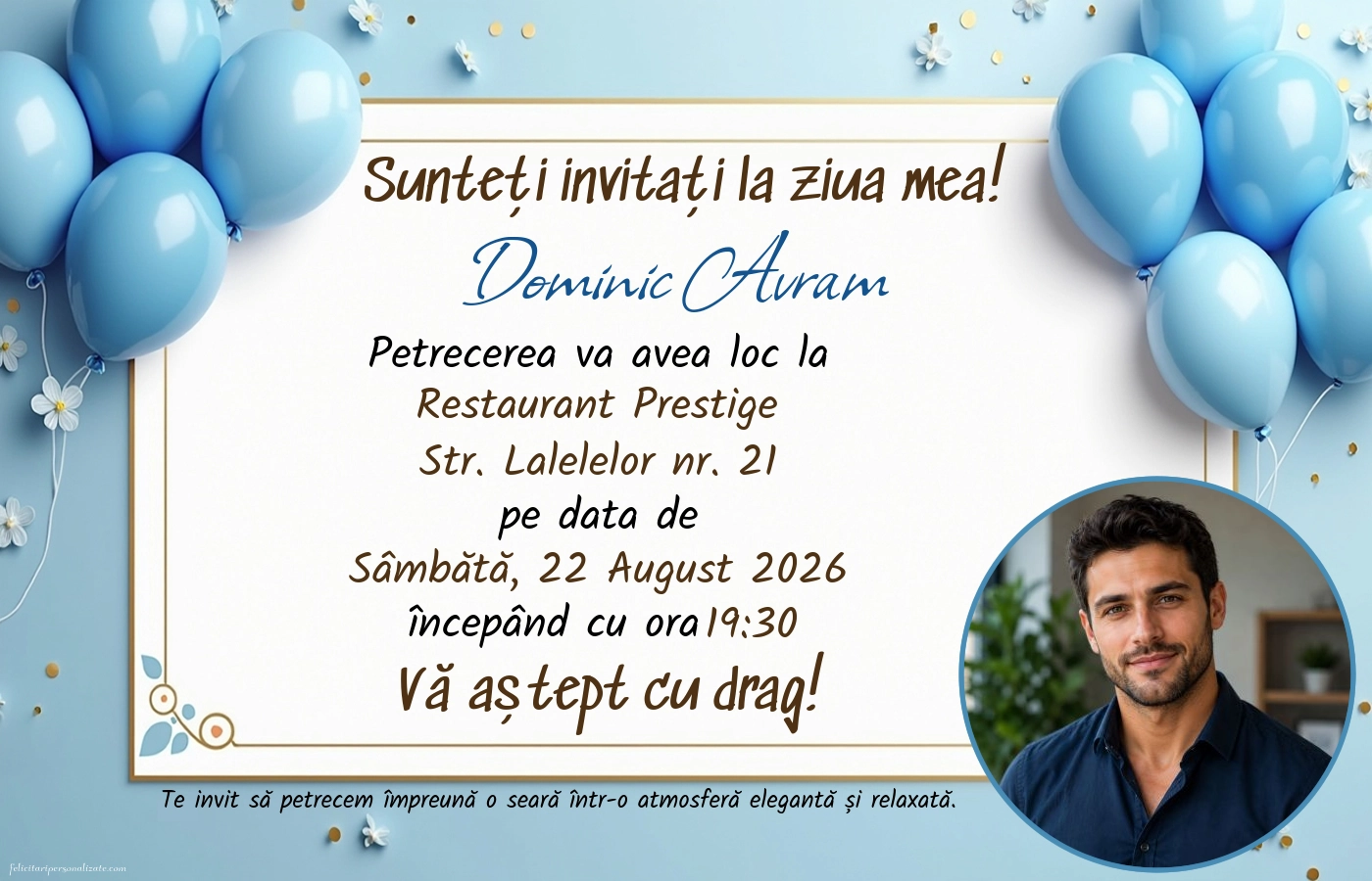 Invitație cu baloane