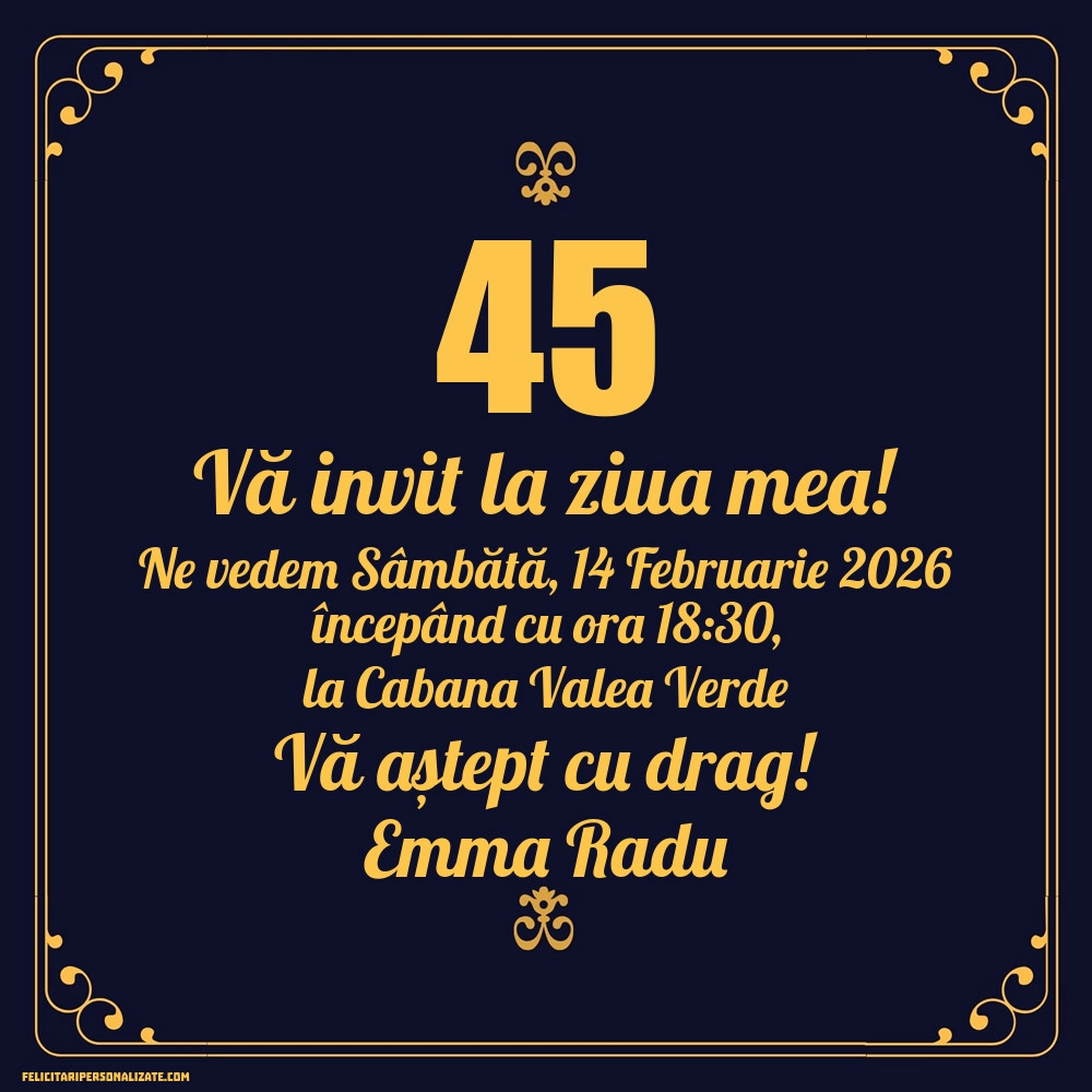 Invitație pentru 45 ani