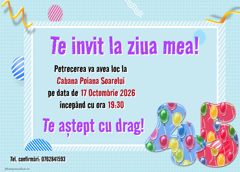 Invitație pentru 45 ani