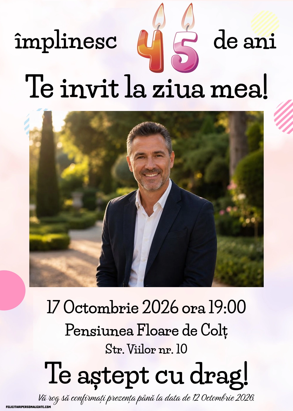 Invitație pentru 45 ani